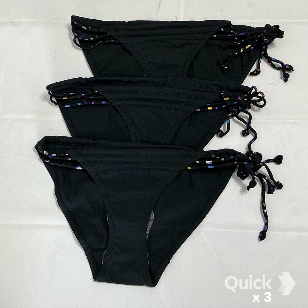 New Etam Black String Bikini Bottoms - Set of 3